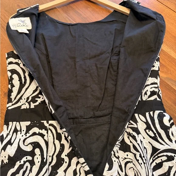Anthropologie Tabitha Black & White Floral Cotton Dress Size 8 - Picture 6 of 10